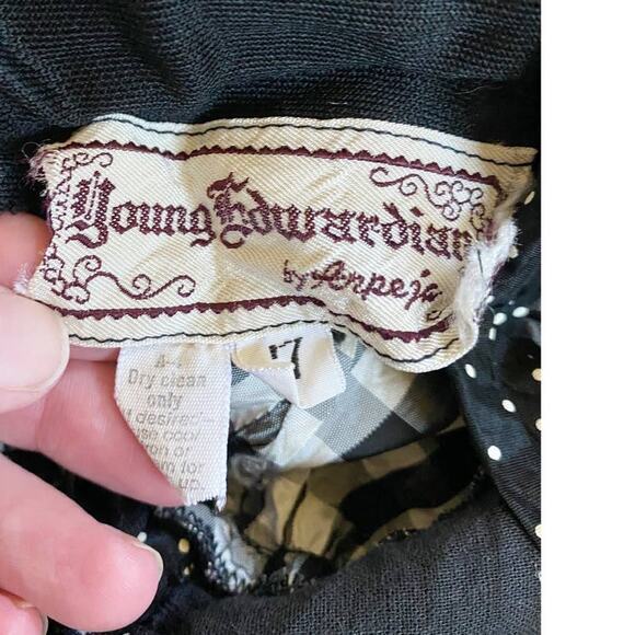 VTG Young Edwardian Arpeja Black & White Gingham Maxi Dress 7 - Picture 13 of 13